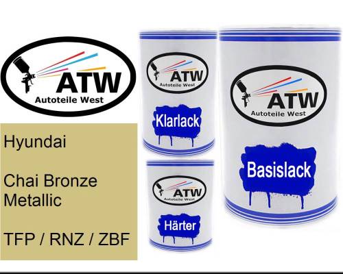 Hyundai, Chai Bronze Metallic, TFP / RNZ / ZBF: 500ml Lackdose + 500ml Klarlack + 250ml Härter - Set, von ATW Autoteile West.